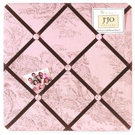 Pink and Brown Toile Fabric Memo Board by Sweet Jojo Designs   French Toile Fabric Memo Boards