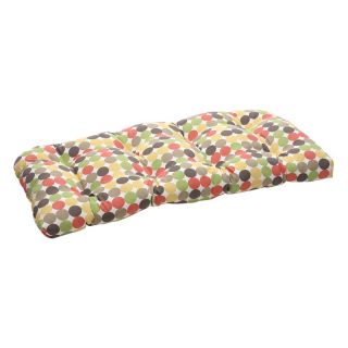 Pillow Perfect 44 x 19 Outdoor Multi Colored Polka Dots Wicker Loveseat Cushion   Outdoor Cushions