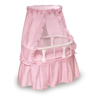 Badger Basket Pink Gingham Princess Oval Doll Bassinet with Bedding   Baby Doll Furniture