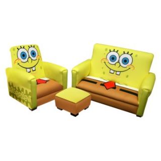 Nickelodeon Sponge Bob Deluxe Toddler Sofa with Chair and Ottoman Set   Kids Arm Chairs