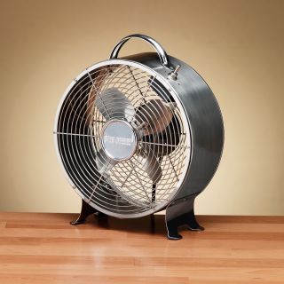 Deco Breeze Colored Retro Metal Table Fan   Stainless   Indoor Fans
