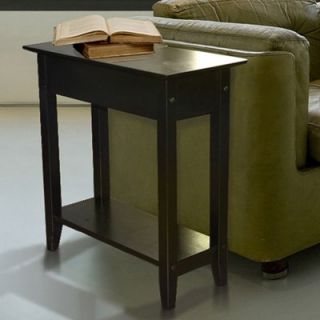 Convenience Concepts American Heritage Rectangle Black Wood End Table with Flip Top and Shelf   End Tables