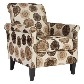 angeloHOME Harlow Chair Cafe   Brown & Cream Floral   Upholstered Club Chairs