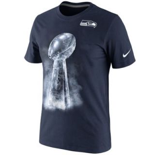 Nike Seattle Seahawks Super Bowl XLVIII Champions Celebration Ice Trophy Triumph T Shirt   College Navy