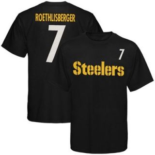 Reebok Pittsburgh Steelers #7 Ben Roethlisberger Youth Black Player T shirt