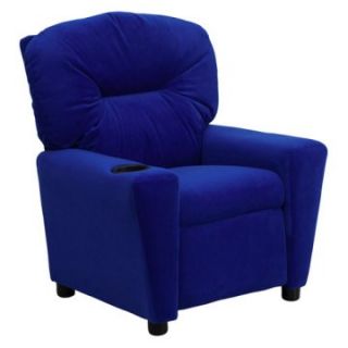 Flash Furniture Microfiber Kids Recliner with Cup Holder   Blue   Kids Recliners