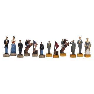 American Civil War Hand Painted Marble Chessmen   Chess Pieces