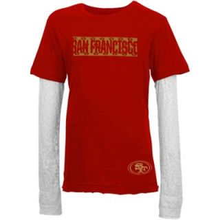 San Francisco 49ers Youth Girls Layered Long Sleeve T Shirt   Scarlet