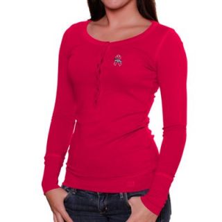 Cutter & Buck Denver Broncos Womens Breast Cancer Awareness Halftime Long Sleeve Henley T Shirt   Pink