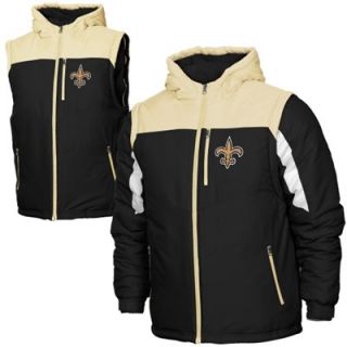 New Orleans Saints Youth Heavyweight Full Zip Hooded Jacket   Black/Gold