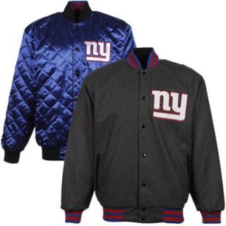 New York Giants Shadow Wool/Satin Reversible Full Button Jacket   Gray/Royal Blue