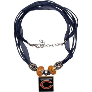Chicago Bears Ladies Ribbon Bead Necklace   Navy Blue