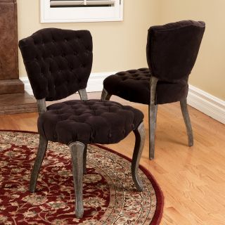 Bates Tufted Dark Chocolate Fabric Dining Chairs   2 Pack   Dining Chairs