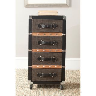 Safavieh Brent 4 Drawer Rolling Chest   Black/Brown   End Tables