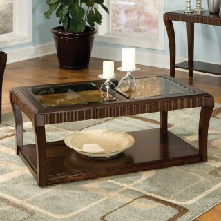 Standard Furniture Malibu Rectangular Dark Chocolate Wood and Glass Top Coffee Table   Coffee Tables