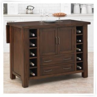 Home Styles Cabin Creek 3 Piece Breakfast Bar Kitchen Island Set with 2 Stools   Kitchen Islands and Carts