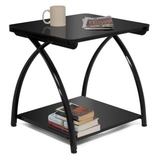Calico Designs Futura Rectangular Black Metal and Glass End Table   End Tables