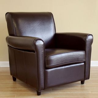 Baxton Studio Parker Leather Club Chair   Brown   Leather Club Chairs