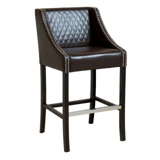 Brown Quilted Leather Bar Stool   Bar Stools