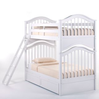 Schoolhouse Jordan Twin over Twin Bunk Bed   White   Trundle Beds