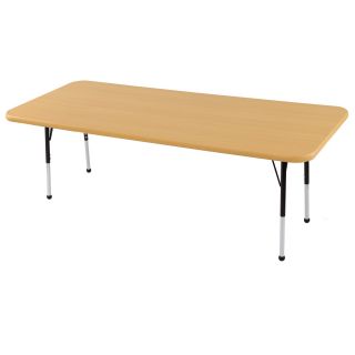 ECR4KIDS Maple Rectangle Adjustable Activity Table with Maple Edge   Standard Legs   24L x 72W in.   Classroom Tables and Chairs