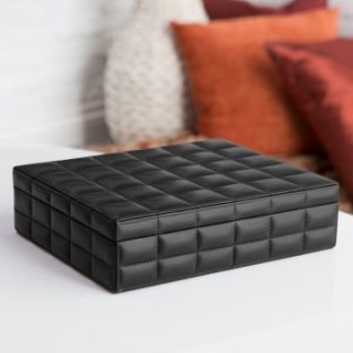 Large Quilted Leather Box with Lift Out Tray   11W x 3H in.   Womens Jewelry Boxes