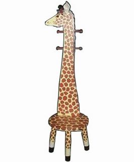 Teamson Design Giraffe Wooden Standing Coat Rack and Stool   Specialty Chairs