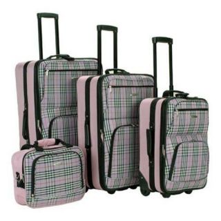 Rockland 4 Piece Luggage Set F105 Pink Cross Rockland Four piece Sets