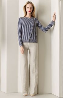 Armani Collezioni Mini Stripe Top & Pants with Asymmetrical Sweater
