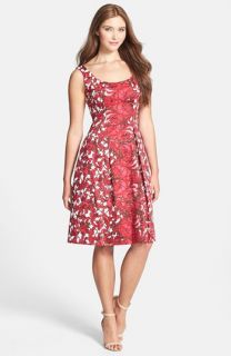 Maggy London Floral Print Cotton Sateen Fit & Flare Dress