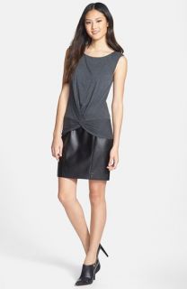Laundry by Shelli Segal Heathered Jersey & Faux Leather Dress