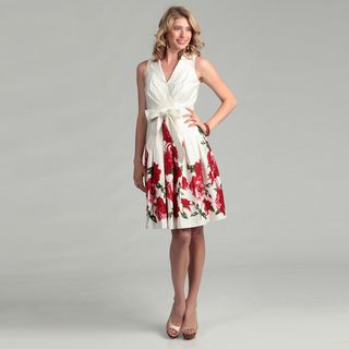 Cece's New York Women's White/ Red Floral Shirt Dress Casual Dresses