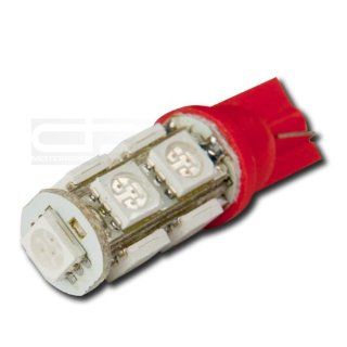 LED T10 W 5050 9SMD LED RD, T10 Adapter 5050 194 168 W5W 9 SMD 12V Bright Red Led Wedge Light for Interior Dome Lamp Trunk Door Panel Center Map Console Bulb Automotive