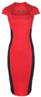 Stunning Contrast Panel Dress, Ladies Dress, Pencil Dress, in Red, Size 6 Clothing