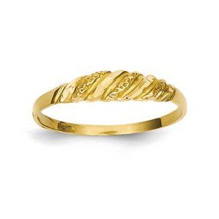 Genuine IceCarats Designer Jewelry Gift Size 6.00 14K Diamond Cut Textured Ridged Dome Ring In 14K Yellow Gold. IceCarats Jewelry