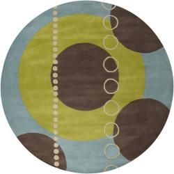 Hand tufted Contemporary Multi Colored Geometric Circles Mayflower Wool Abstract Rug (8' Round) Round/Oval/Square