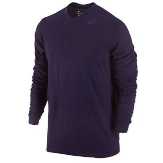 Nike Dri Fit Wool L/S V Neck   Mens   Training   Clothing   Purple Dynasty/Black