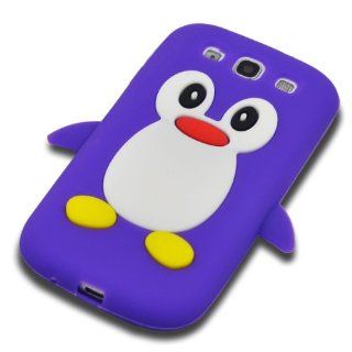 FJX 3D Cartoon Cute Penguin Soft Silicon Case Protective Cover Skin for Samsung Galaxy S3 I9300 (Purple) Cell Phones & Accessories