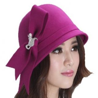 June's Young Fashion Women Winter Hat Bow Wool Felt Hat Wool Fedoras Clothing