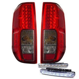 2005 2010 NISSAN FRONTIER RED SMOKE LED TAIL LIGHTS REAR BRAKE LAMPS +DRL BUMPER Automotive