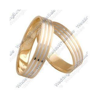 18k White and Yellow Gold Two Tone 6mm His and Hers Wedding Rings Set 257 Wedding Bands Wholesale Jewelry