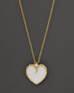 Roberto Coin 18K Yellow Gold Diamond and White Enamel Heart Necklace, 18"'s