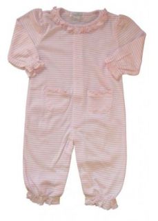 Kissy Kissy Baby Girls Stripes Pink Striped Footie With Gathered Collar Clothing
