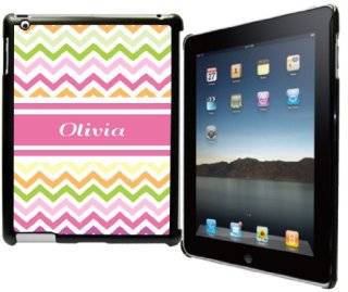 Rikki KnightTM "Olivia " Pink Chevron Name Design Black Snap on Case for Apple iPad® 2   The New iPad (3rd Generation)   iPad 4 Computers & Accessories