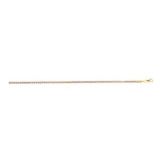 10 Karat 7.25" Yellow White Gold Flat Wheat Chain Ladies Fancy Bracelet With Lobster Clasp Jewelry
