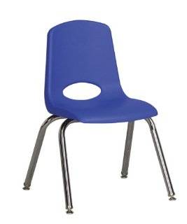 Ecr4Kids 14" Plastic School Stack Chair Chrome Blue With Glide Kitchen & Dining