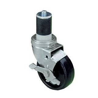 Expanding Stem Caster for 1 1/2" Tubing Square or Round   4" Wheel DIA.   Black Polyolefin Wheel w/ Brake   CMS3 4BBN