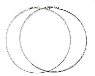 Extra Large 4 Inch Silver Tone Basketball Wives Hoop Earrings 283 Jewelry