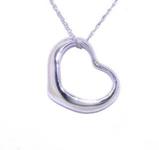 14K White Gold Floating Heart Charm Jewelry
