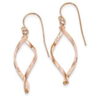 14k Rose Gold Polished Twisted Dangle Earrings Jewelry